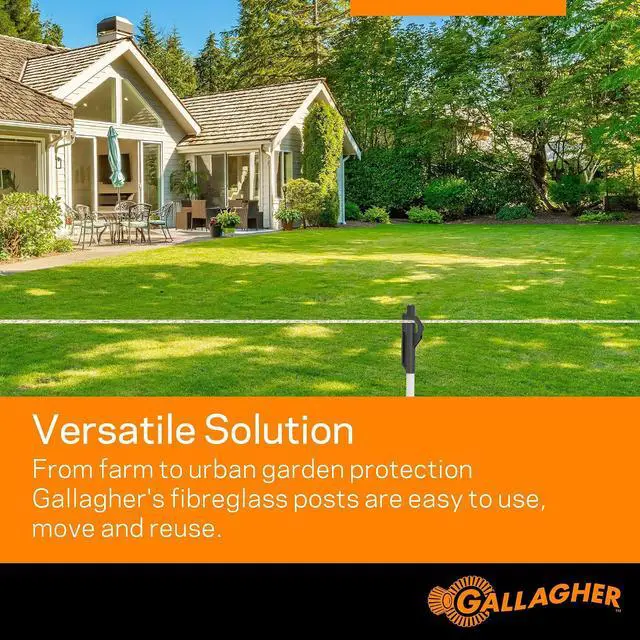 Alt view image 7 of 7 - Gallagher 3/8" x 48" Fiberglass Step-in Electric Fence Posts 50 Pack | Holds Wire Polywire Polytape | Weatherproof & Lightweight | Portable Fence Posts for Livestock Gardens & Rotational Grazing