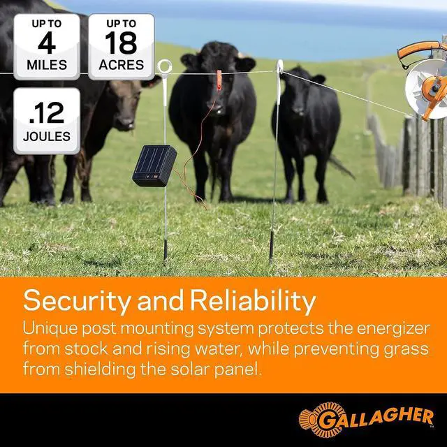 Alt view image 7 of 7 - Gallagher S12 Solar Energizer and 1312' Poly Wire Electric Fence Kit for Livestock, Gardens, Orchards, Pets, and More