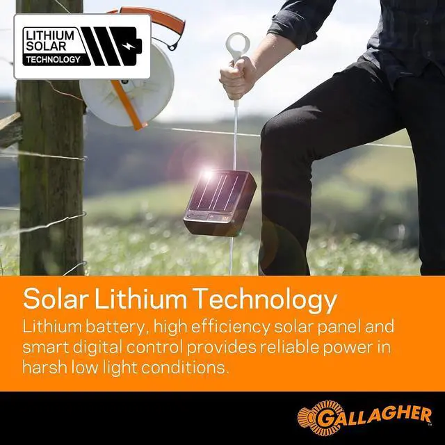 Alt view image 6 of 7 - Gallagher S12 Solar Electric Fence Charger | Powers Up to 4 Miles / 18 Acres of Fence | Solar Lithium Technology, 0.12 Stored Joule Energizer | Built-in Earthing | Portable and Super Tough