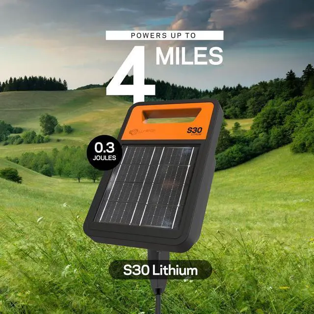 Alt view image 2 of 7 - Gallagher S30 Solar Electric Fence Charger | Solar Fence Energizer for Cattle, Horses, Goats, Small Pastures, Predator Control | 4-Mile Typical 20-Mile Ideal Range | Solar Powered with Lithium Battery