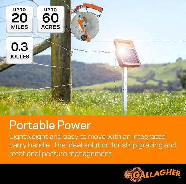 Alt view image 4 of 7 - Gallagher S30 Solar Electric Fence Charger | Solar Fence Energizer for Cattle, Horses, Goats, Small Pastures, Predator Control | 4-Mile Typical 20-Mile Ideal Range | Solar Powered with Lithium Battery