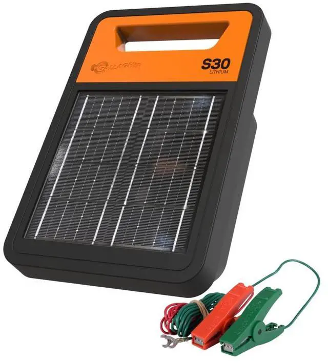 Main image of Gallagher S30 Solar Electric Fence Charger | Solar Fence Energizer for Cattle, Horses, Goats, Small Pastures, Predator Control | 4-Mile Typical 20-Mile Ideal Range | Solar Powered with Lithium Battery