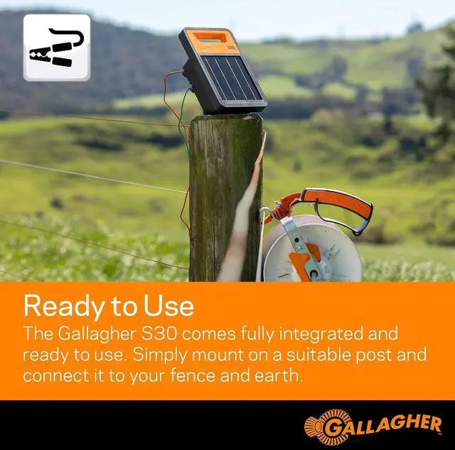 Alt view image 6 of 7 - Gallagher S30 Solar Electric Fence Charger | Solar Fence Energizer for Cattle, Horses, Goats, Small Pastures, Predator Control | 4-Mile Typical 20-Mile Ideal Range | Solar Powered with Lithium Battery