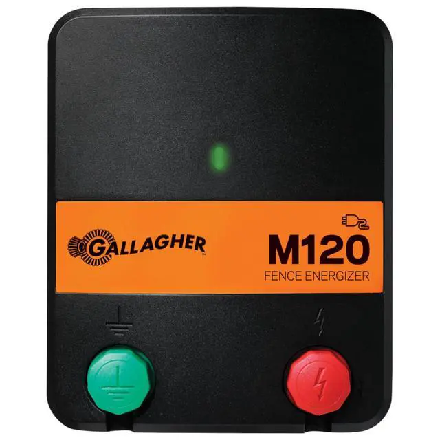 Alt view image 2 of 3 - Gallagher M120 Electric Fence Energizer | 110V AC Charger for Livestock Fencing | Powers up to 15 Miles or 60 Acres | 1.2 Joule Plug-in Fence Controller