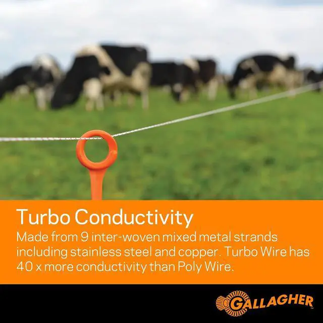 Alt view image 3 of 6 - Gallagher Electric Fence Turbo Polywire | 9 Mixed Metal Strands for 40x More Conductivity and Extreme Power | Ideal for Long Portable Fences | UV, Rust Resistant | 3/32" Diameter Polywire | 656 Foot