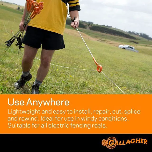 Alt view image 4 of 6 - Gallagher Electric Fence Turbo Polywire | 9 Mixed Metal Strands for 40x More Conductivity and Extreme Power | Ideal for Long Portable Fences | UV, Rust Resistant | 3/32" Diameter Polywire | 656 Foot