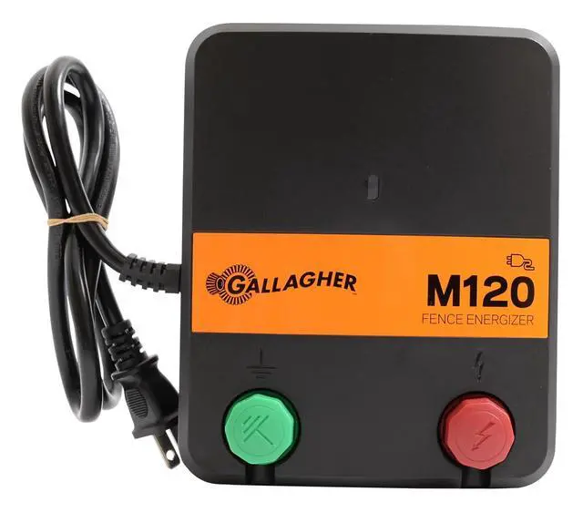 Alt view image 3 of 3 - Gallagher M120 Electric Fence Energizer | 110V AC Charger for Livestock Fencing | Powers up to 15 Miles or 60 Acres | 1.2 Joule Plug-in Fence Controller