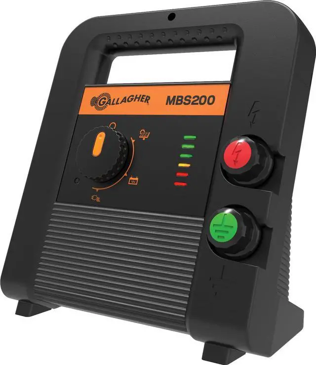 Main image of Gallagher MBS200 Electric Fence Charger | Multi-Power AC, Battery or Solar Fence Energizer | 2 Joule Livestock Charger for Portable & Permanent Fencing