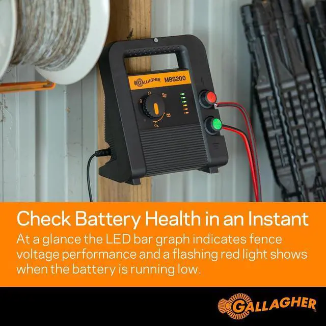 Alt view image 3 of 6 - Gallagher MBS200 Electric Fence Charger | Multi-Power AC, Battery or Solar Fence Energizer | 2 Joule Livestock Charger for Portable & Permanent Fencing