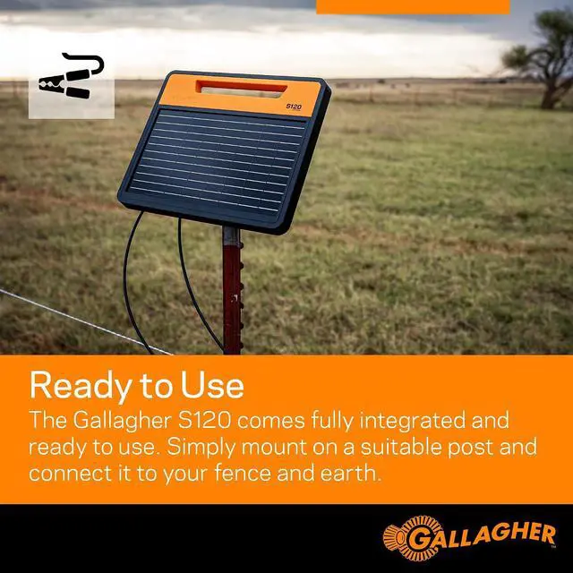 Alt view image 5 of 7 - Gallagher S120 Lithium Solar Fence Charger | 1.2 Joule Energizer Powers Up to 35 Miles or 120 Acres | Solar Lithium Iron Phosphate Battery | Adaptive Power Control | Portable and Weather Resistant