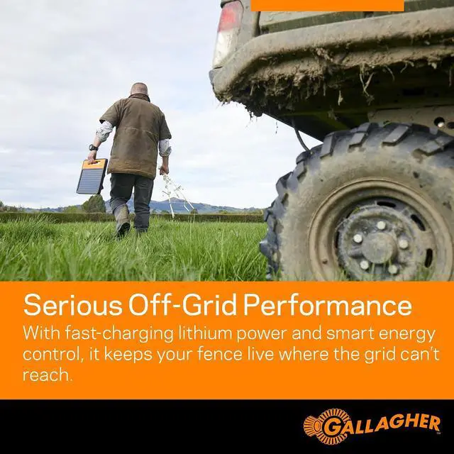 Alt view image 6 of 7 - Gallagher S120 Lithium Solar Fence Charger | 1.2 Joule Energizer Powers Up to 35 Miles or 120 Acres | Solar Lithium Iron Phosphate Battery | Adaptive Power Control | Portable and Weather Resistant