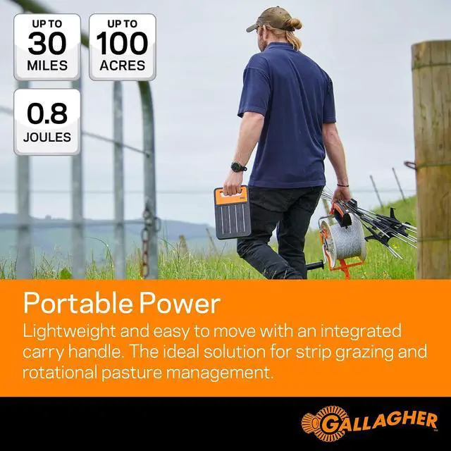 Alt view image 3 of 6 - Gallagher S80 Solar Electric Fence Charger | Powers Up to 25 Miles of Electric Fencing | Lithium Battery Technology | 0.8 Joule Solar Energizer for Poultry, Livestock, Gardens, and Wildlife Exclusion