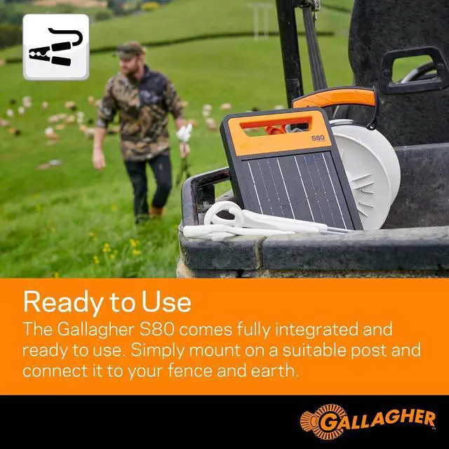 Alt view image 5 of 6 - Gallagher S80 Solar Electric Fence Charger | Powers Up to 25 Miles of Electric Fencing | Lithium Battery Technology | 0.8 Joule Solar Energizer for Poultry, Livestock, Gardens, and Wildlife Exclusion