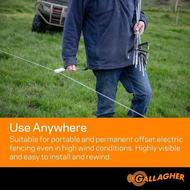 Alt view image 4 of 6 - Gallagher Electric Fence Turbo Braid |Bonus Pack -1312 Ft Plus Free 328 Foot Roll |9 Mixed Metal Braided Strands for Reliable High Conductivity and Rust Resistance | 7/64" Highly Visible Striped Braid
