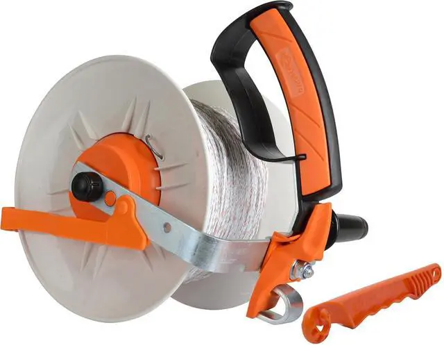 Main image of Gallagher Heavy-Duty Geared Electric Fence Reel | Pre-Wound with 1,312 ft of Turbo Wire | 3:1 Gear Ratio, Built-In Transport Hook, Impact-Resistant, Tangle-Free | For Pastures & Rotational Grazing