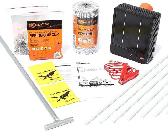 Main image of Gallagher Garden & Backyard Pet Protection Kit | Solar Electric Fence Kit for Deer, Rabbits, and Pets | 48in Posts with Polywire | Powers 200ft | Lithium Solar Energizer | Reliable Garden Protection