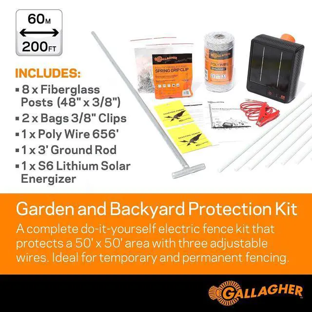 Alt view image 2 of 7 - Gallagher Garden & Backyard Pet Protection Kit | Solar Electric Fence Kit for Deer, Rabbits, and Pets | 48in Posts with Polywire | Powers 200ft | Lithium Solar Energizer | Reliable Garden Protection