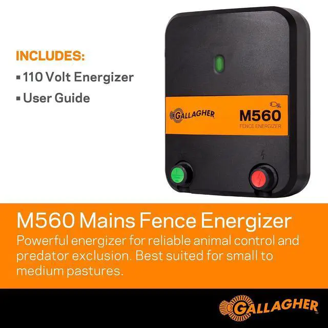 Alt view image 2 of 6 - Gallagher M560 Electric Fence Charger | Powers Up to 75 Miles / 400 Acres of Clean Fence - 5.6 Joules, 110 Volt Energizer, Added Power Reserve - Unbeatable Reliability, Easy Installation