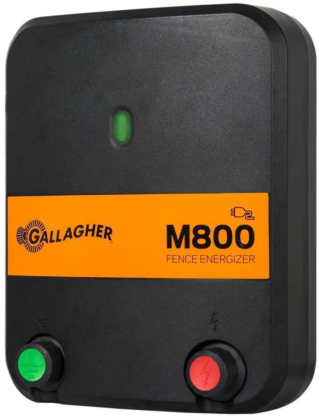 Main image of Gallagher M800 Electric Fence Charger | Powers Up to 90 Miles / 520 Acres of Clean Fence | 8.0 Joule 110v Fence Energizer for Livestock, Pastures, and Wildlife Exclusion