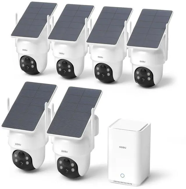 Alt view image 2 of 7 - AOSU Outdoor Security Bundle 6-Cam Wireless Solar Camera Kit with 360° Pan-Tilt + Smart Wireless Video Doorbell with Head-to-Toe View, Package Detection, No Subscription, Works with Alexa & Google A