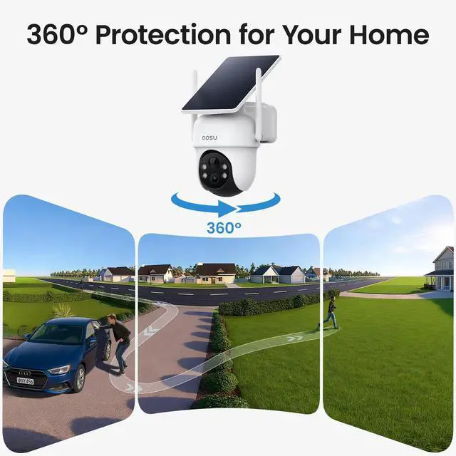 Alt view image 6 of 7 - aosu Indoor & Outdoor Security Camera Bundle 6-Cam Wireless Outdoor Kit with Solar 5MP Pan-Tilt Cameras + 2K Indoor Baby/Pet Monitor with Smart Motion Tracking, No Subscription, aosuBase Expandable