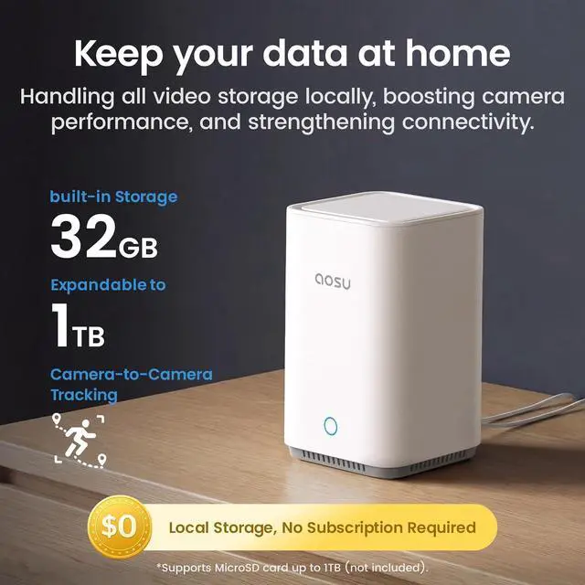 Alt view image 5 of 7 - aosu Security Cameras Wireless Outdoor, 6-Cam Kit, No Subscription Required, aosuBase Expandable to 1TB (32GB Built-in), 360° Pan & Tilt, Human Auto Tracking, 5MP Color Night Vision, Easy Setup