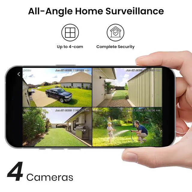 Alt view image 7 of 7 - aosu 2K Add-on Camera, Requires WirelessCam/SolarCam aosuBase (NOT Doorbell Base Station), Up to 4 Cameras Can be Connected to 1 aosuBase