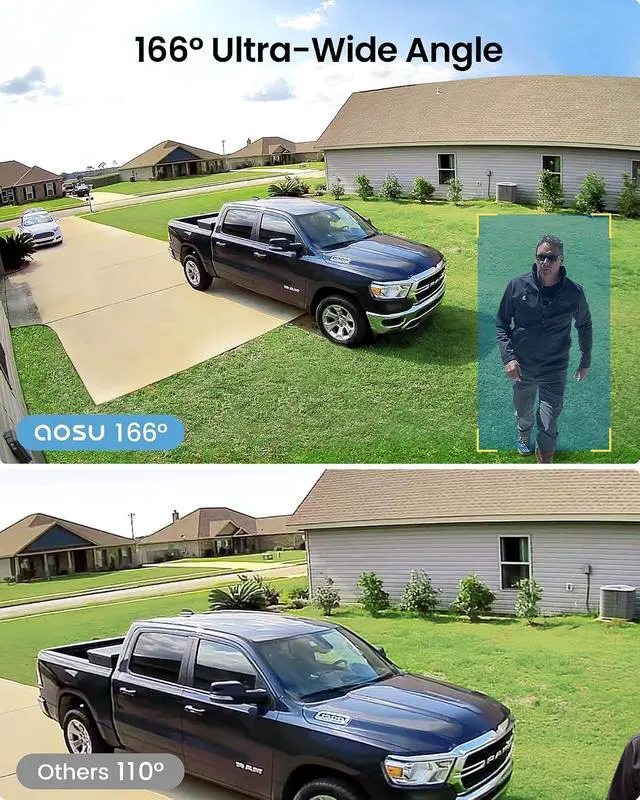 Alt view image 5 of 7 - aosu Security Cameras Wireless Outdoor Home System, True 2K HD Night Vision, No Subscription Required, Long Battery Life, 166° Wide View, Spotlight & Siren Alarm, Motion Alert, Support 2.4 & 5GHz WiFi