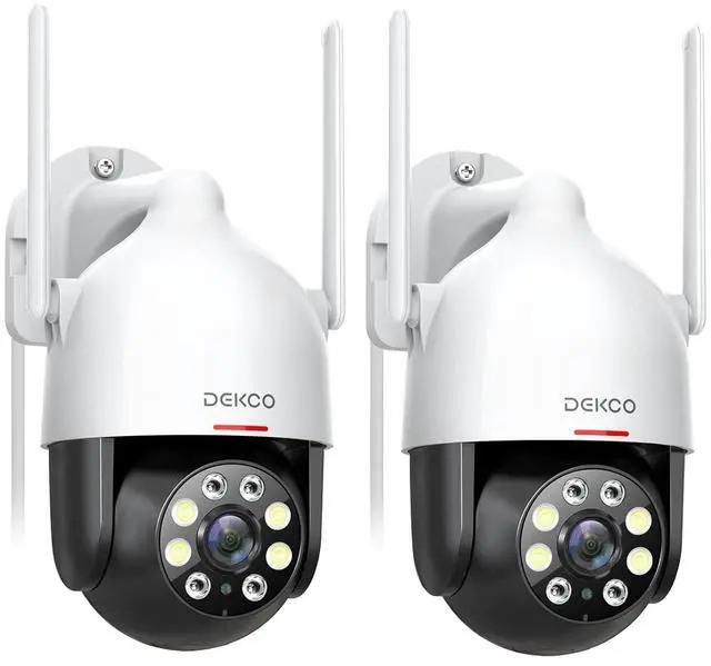 Main image of DEKCO 2K Security Camera Outdoor 2Packs, WiFi Outdoor Security Cameras Pan-Tilt 360° View, 3MP Surveillance Cameras with Motion Detection and Siren, 2-Way Audio, Full Color Night Vision, Waterproof