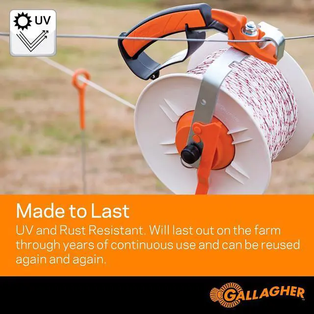 Alt view image 5 of 6 - Gallagher 3/16" Electric Fence Rope for Horses | Heavy Duty Braided Electric Horse Fence | High Conductivity Turbo Braid | 656ft Roll for Portable & Semi Permanent Fencing