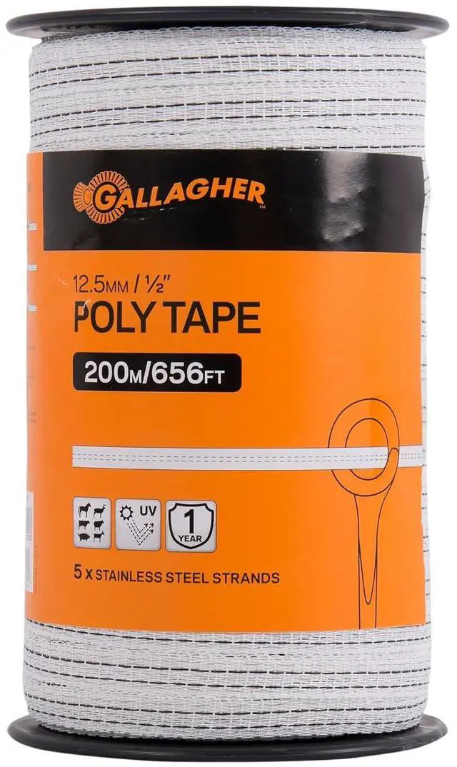 Main image of Gallagher 1/2in x 1,312ft Turbo Poly Tape | High Visibility Electric Fence for Horses & Livestock | Highly Conductive with Steel and Copper Strands