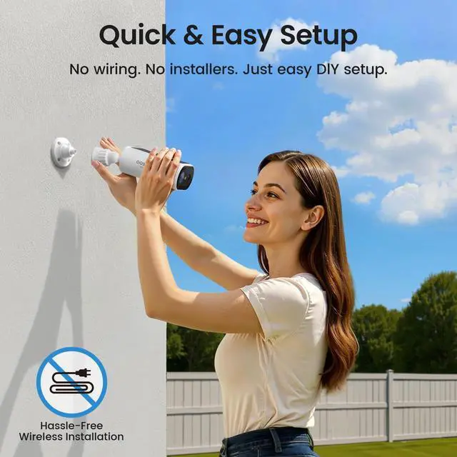 Alt view image 2 of 7 - aosu Solar Security Cameras Wireless Outdoor, 2Mins DIY Installation 2K Color Night Vision Cameras for Home Security, Compatible aosuBase Only