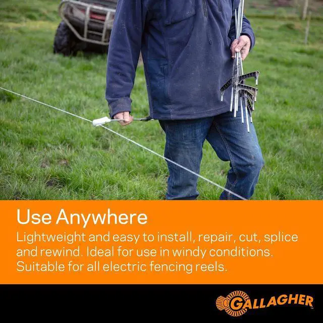 Alt view image 5 of 7 - Gallagher S12 Solar Energizer and 1312' Poly Wire Electric Fence Kit for Livestock, Gardens, Orchards, Pets, and More