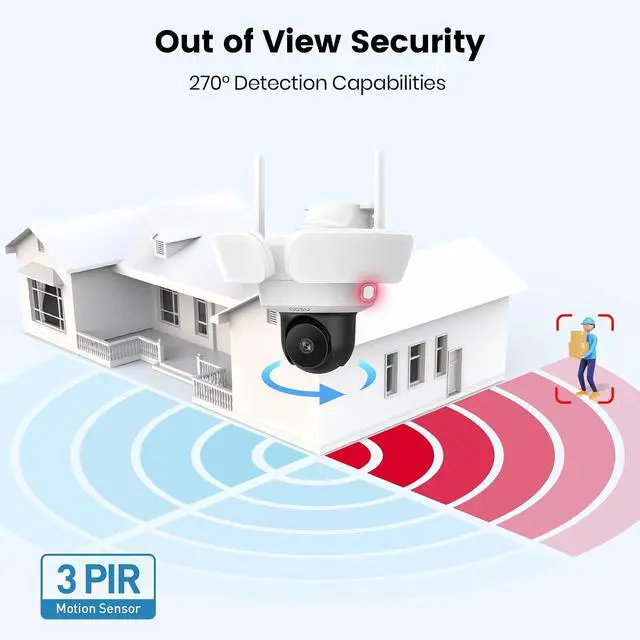 Alt view image 4 of 7 - aosu Floodlight Camera Wired, 3K UHD Security Camera Outdoor, 360° Coverage Surveillance, 24/7 Recording, Motion Detection, 2600-Lumen Motion-Activated Floodlight, Color Night Vision