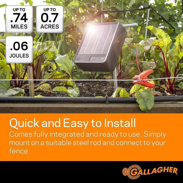 Alt view image 4 of 7 - Gallagher S6 Solar Fence Charger with Digital Volt Meter | Solar-Powered Energizer for Gardens, Poultry & Livestock | Includes Digital Fence Tester to Monitor Voltage
