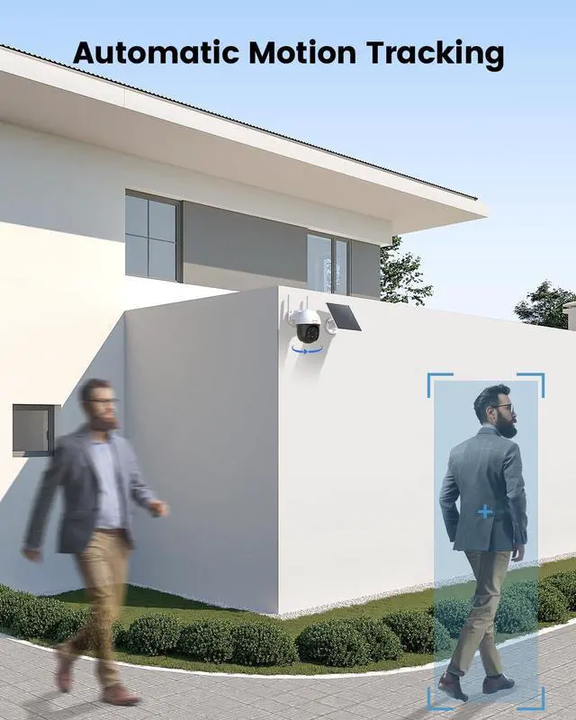 Alt view image 3 of 7 - DEKCO Solar Security Camera Outdoor Wireless, Battery Powered, Panoramic Pan Tilt Zoom, Auto Motion Tracking, True 2K, Color Night Vision, Spotlight, 2-Way Talk