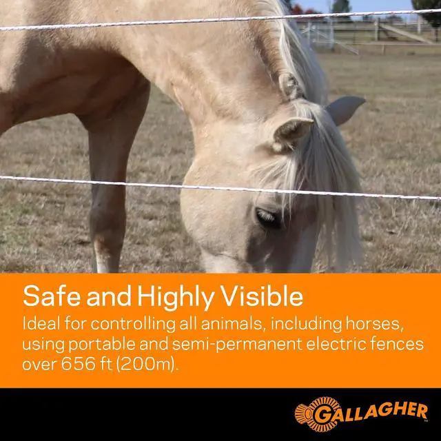 Alt view image 7 of 7 - Gallagher M160 Electric AC Fence Charger with Two Rolls of 656' x 3/16" Electric Turbo Equine Braid Horse Fencing Bundle