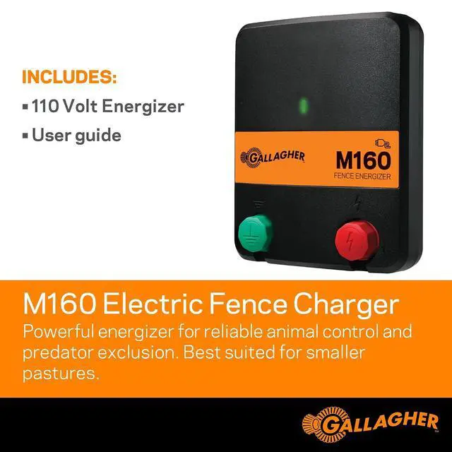 Alt view image 2 of 7 - Gallagher M160 Electric AC Fence Charger with Two Rolls of 656' x 3/16" Electric Turbo Equine Braid Horse Fencing Bundle