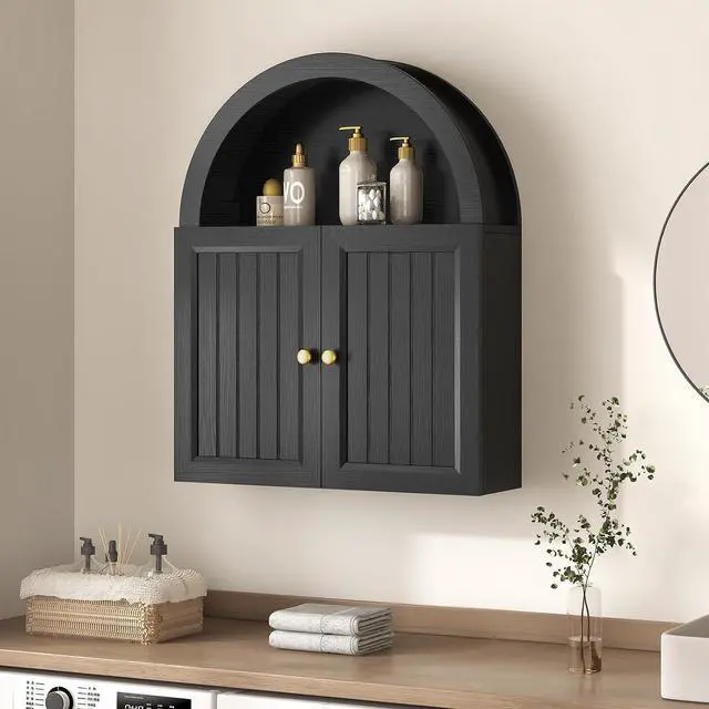Main image of Arched Bathroom Wall Cabinet, 23.6 x 30.3'' Over The Toilet Cabinet with Grille Door, Adjustable Shelf, Wall Mounted Cabinets for Bathroom Laundry Room Kitchen (Grille Door, 30IN)
