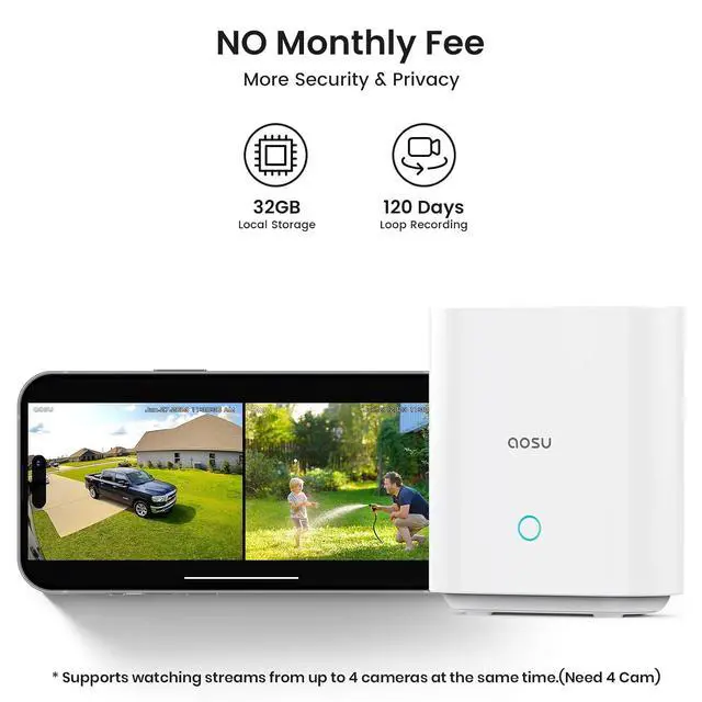 Alt view image 5 of 7 - AOSU 2K Security Camera Indoor, Baby Monitor Pet Camera 2 Pack Security Cameras Outdoor Wireless, 2 Cam-Kit, No Subscription,