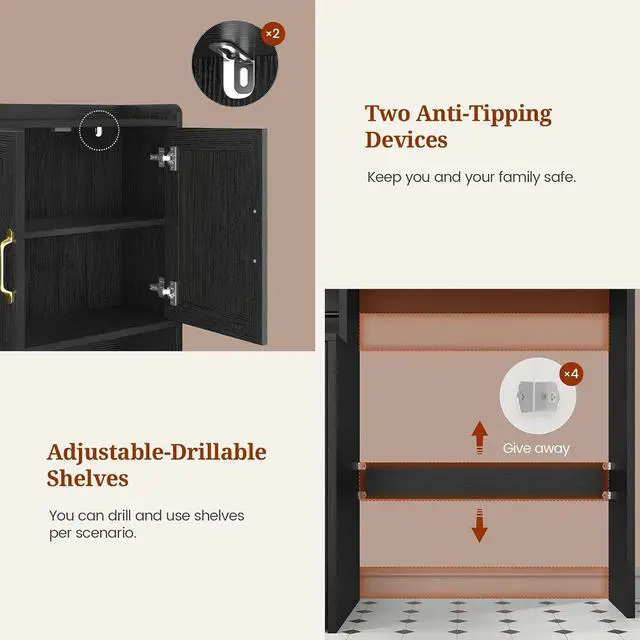 Alt view image 7 of 7 - Over The Toilet Storage Cabinet with Pulley, Bathroom Cabinet, Space Saver W/Adjustable Shelf Rack for Bathroom, Restroom, Laundry (Black-Type A)
