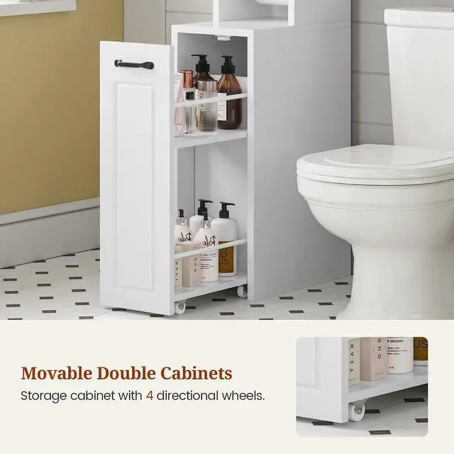 Alt view image 6 of 7 - Over The Toilet Storage Cabinet with Pulley Small Bathroom Storage Cabinet, Space Saver W/Adjustable Shelf & Glass Doors for Bathroom, Restroom, Laundry (Frosted Mirror-Type B)