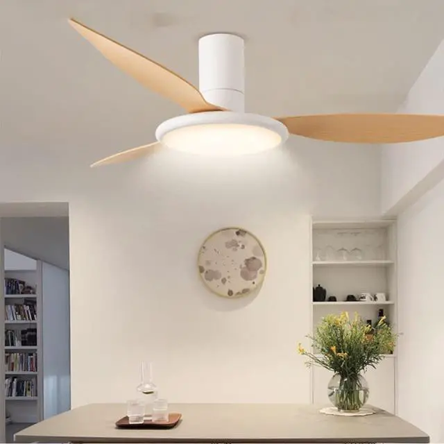 Alt view image 2 of 7 - Simple Low Profile Ceiling Fan Light Frequency Conversion Ceiling Fans with Lights and Remote 42 Inch Modern Fan Light Dimmable Ceiling-Mounted Bedroom Ceiling Fan