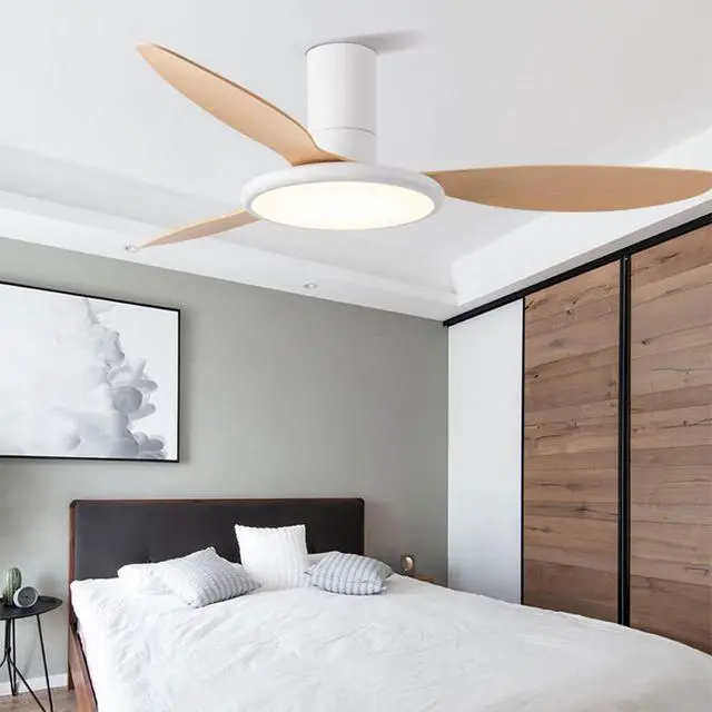 Alt view image 3 of 7 - Simple Low Profile Ceiling Fan Light Frequency Conversion Ceiling Fans with Lights and Remote 42 Inch Modern Fan Light Dimmable Ceiling-Mounted Bedroom Ceiling Fan