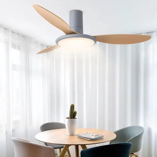 Alt view image 3 of 7 - Simple Low Profile Ceiling Fan Light Frequency Conversion Ceiling Fans with Lights and Remote 42 Inch Modern Fan Light Dimmable Ceiling-Mounted Bedroom Ceiling Fan