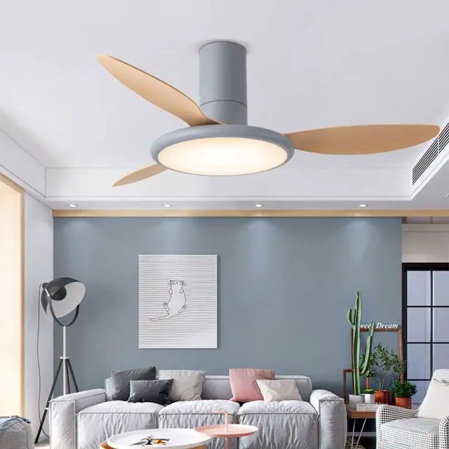 Alt view image 4 of 7 - Simple Low Profile Ceiling Fan Light Frequency Conversion Ceiling Fans with Lights and Remote 42 Inch Modern Fan Light Dimmable Ceiling-Mounted Bedroom Ceiling Fan