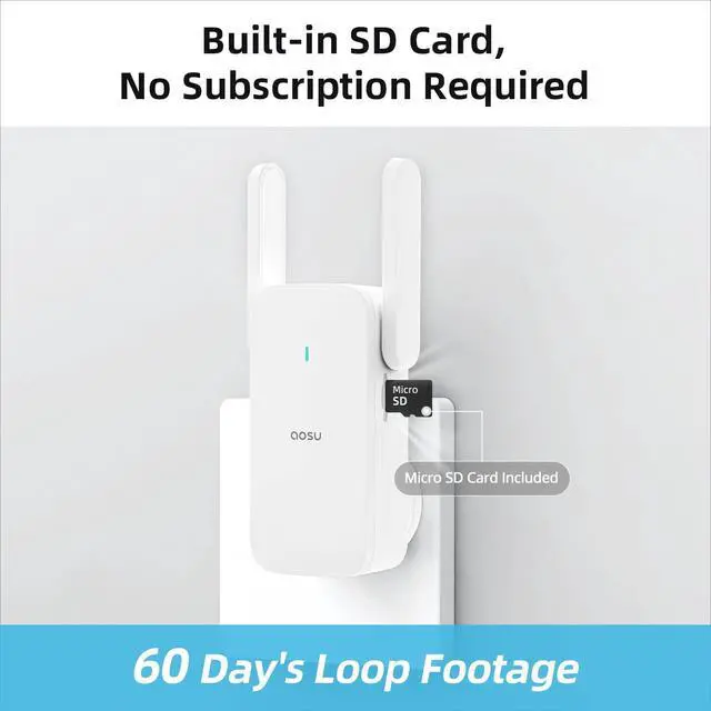 Alt view image 7 of 7 - AOSU 2K Doorbell Camera Wireless Bundle 360-Degree 2K Security Camera Indoor, Home Wireless Security System Compatible with Alexa and Google Assistant, 24/7 Secure Your Home Inside and Out