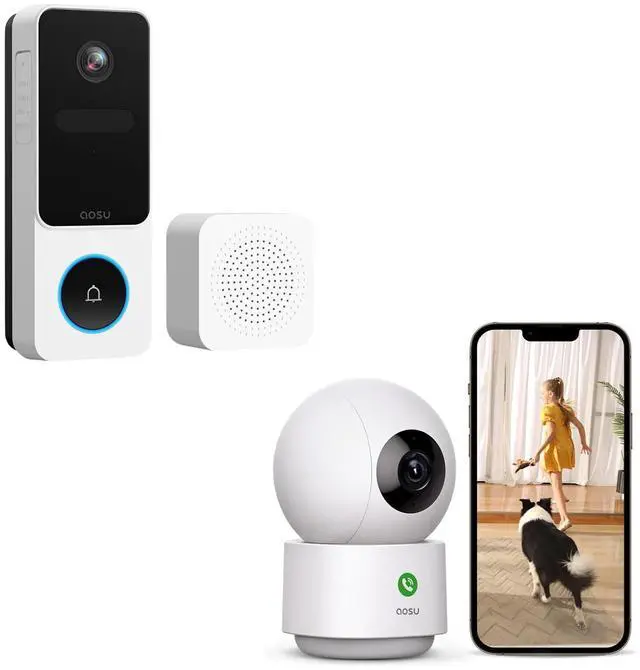 Main image of AOSU Doorbell Camera Wireless - Head-to-Toe View, Intelligent Package Detection 2K Security Camera Indoor, Baby Monitor Pet Camera 360-Degree for Home Security