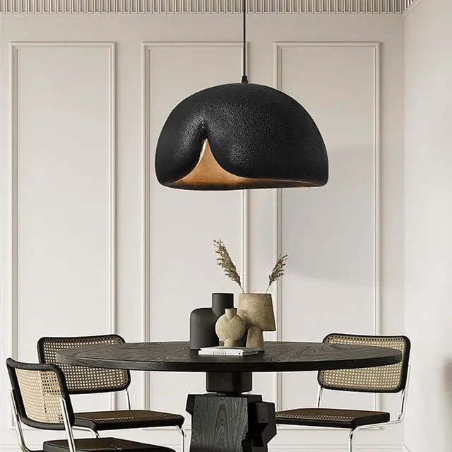 Alt view image 2 of 4 - Wabi-Sabi Bird Nest Shape Pendant Light Polystyrene 16.9 inch Modern Pendant lamp E26 Adjustable Ceiling Hanging Pendant Fixtures for Kitchen Island Bedroom Dining Lighting