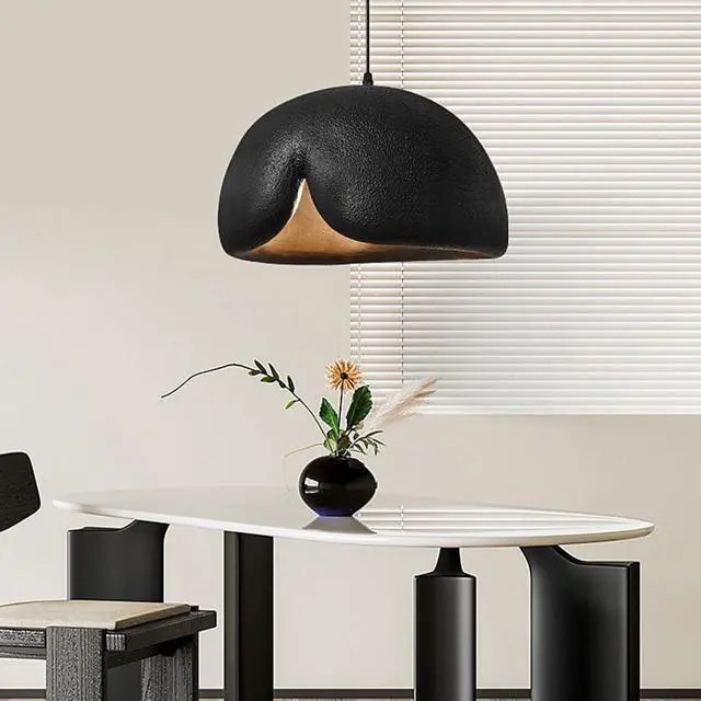 Alt view image 3 of 4 - Wabi-Sabi Bird Nest Shape Pendant Light Polystyrene 16.9 inch Modern Pendant lamp E26 Adjustable Ceiling Hanging Pendant Fixtures for Kitchen Island Bedroom Dining Lighting